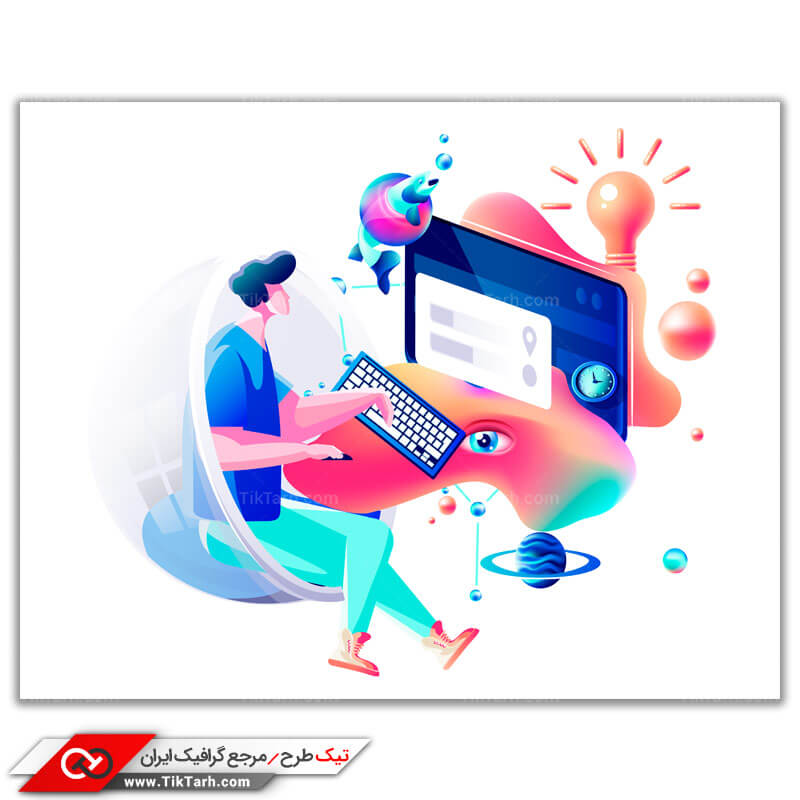 دانلود وکتور مفهومی لایه باز کار با کامپیوتر