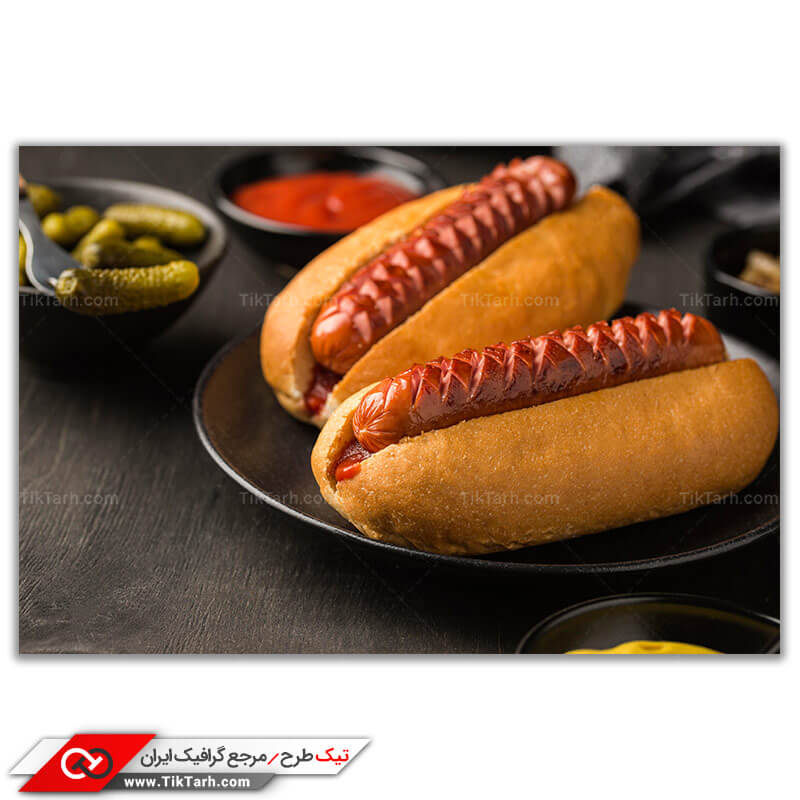 تصویر با کیفیت دو عدد هات داگ زیبا