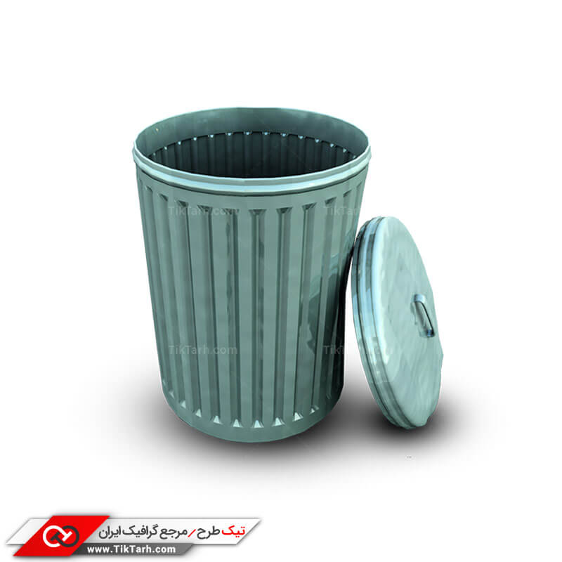 طرح سه بعدی سطل زباله فلزی