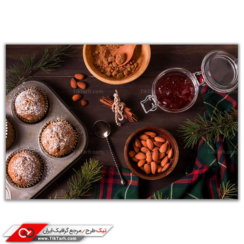 دانلود تصویر گرافیکی باکیفیت کاپ کیک و مغز بادام