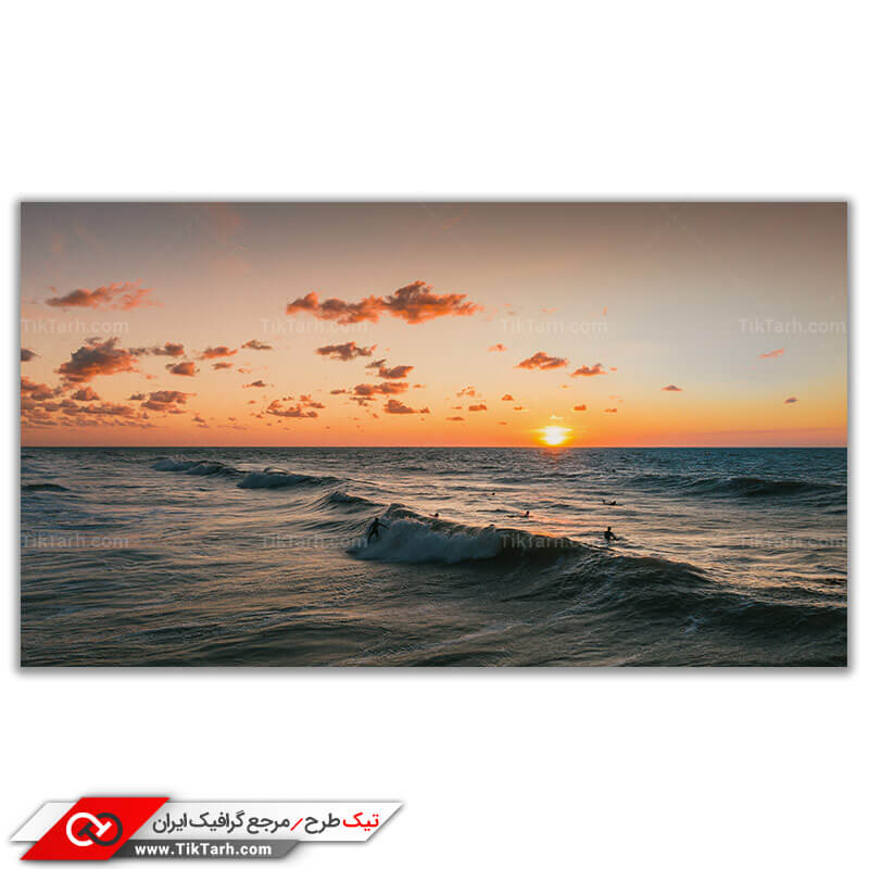 تصویر باکیفیت غروب خورشید در دریا