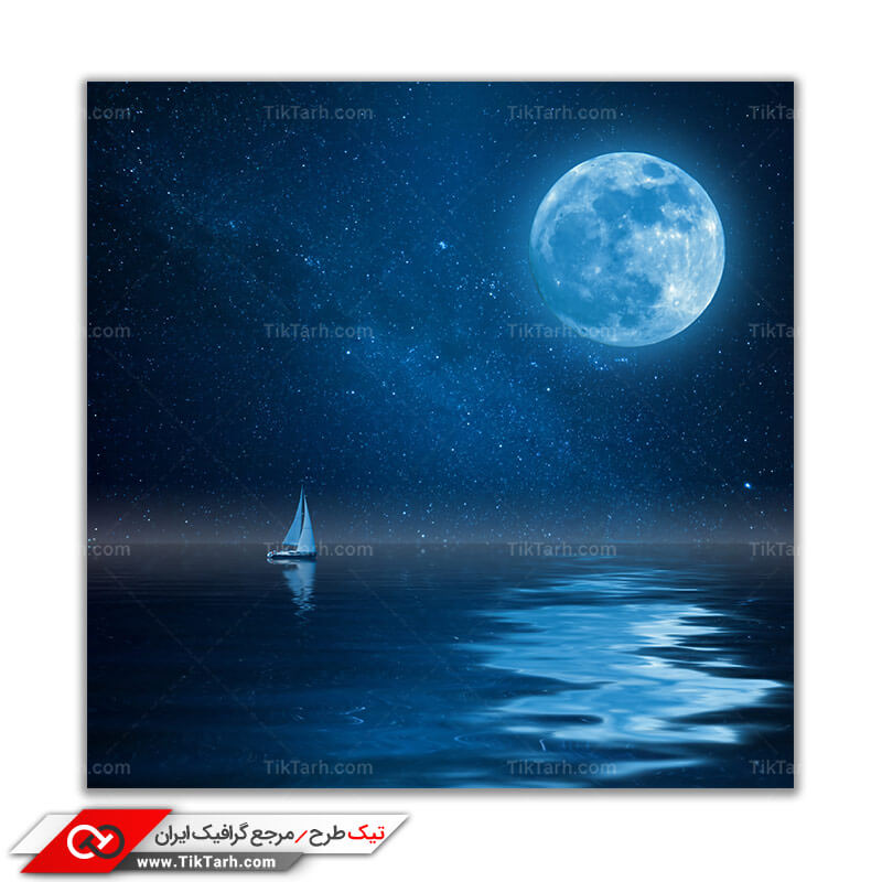 تصویر باکیفیت انعکاس مهتاب روی آب