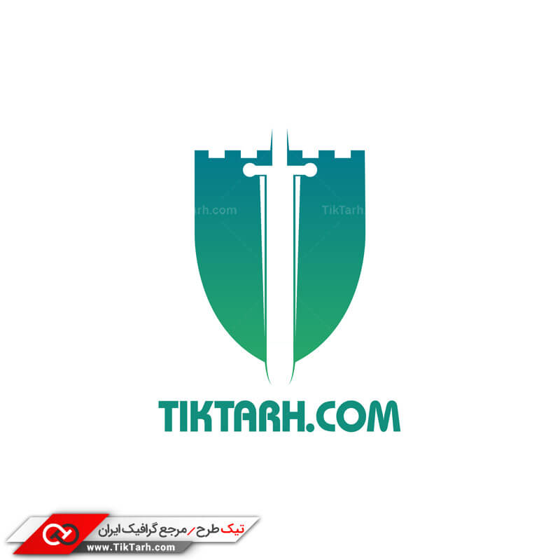 طرح لایه باز لوگو شمشیر و سپر