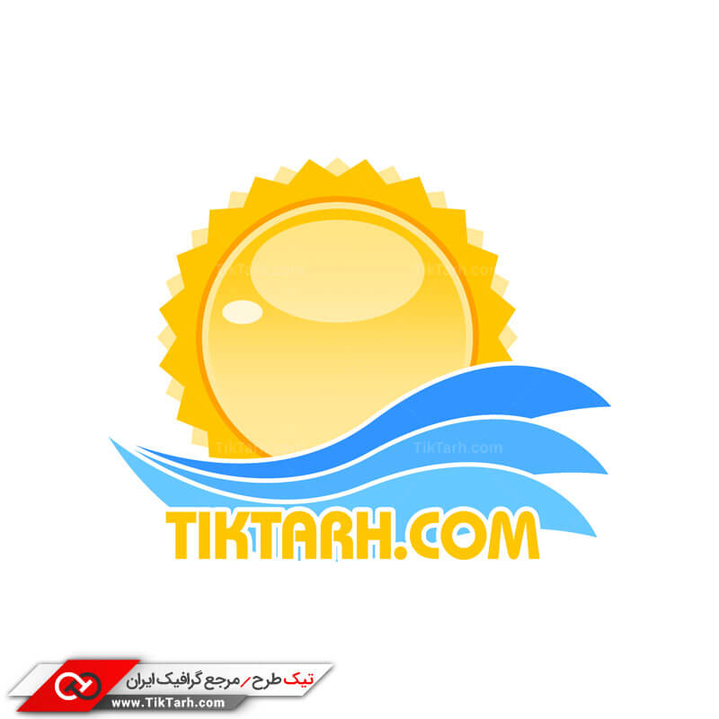 طرح لایه باز با کیفیت لوگو خورشید و دریا