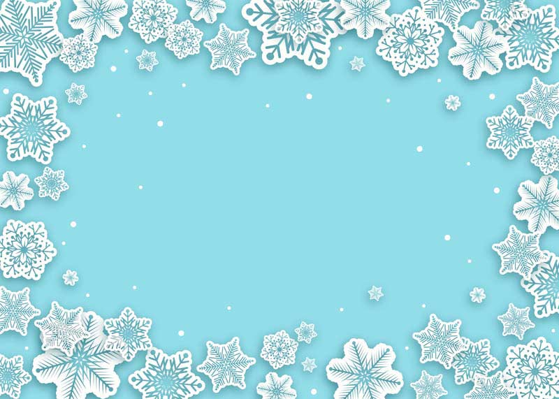 پس زمینه لایه باز آبی فیروزه ای و دانه های برف