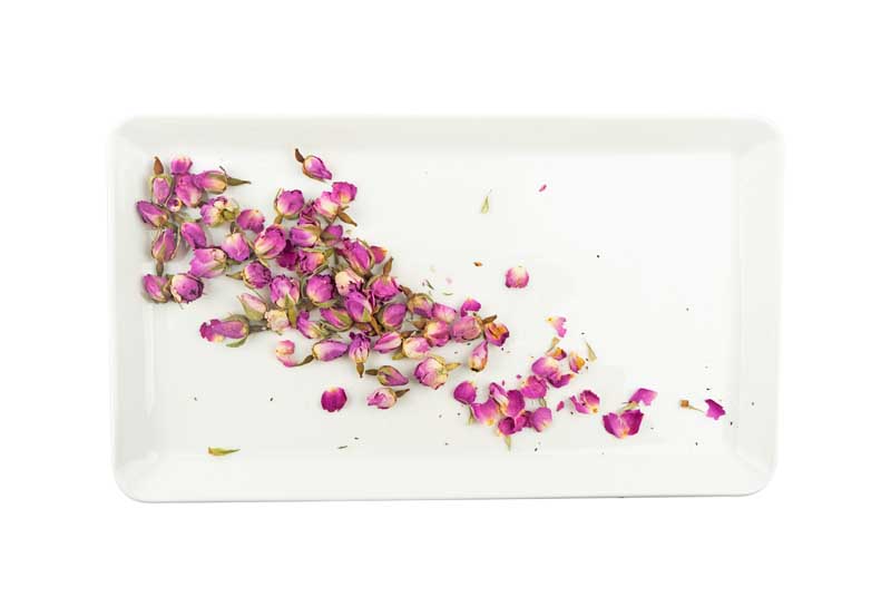 طرح گل محمدی خشک داخل سینی