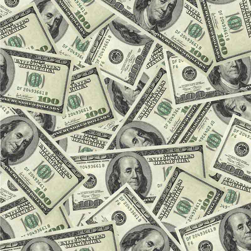 تصویر اسکناس های 100 دلاری از نمای بالا