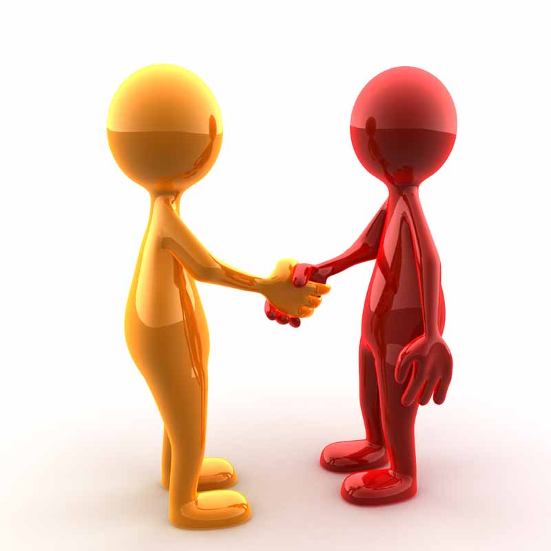 عکس دست دادن آدمک های زرد و قرمز