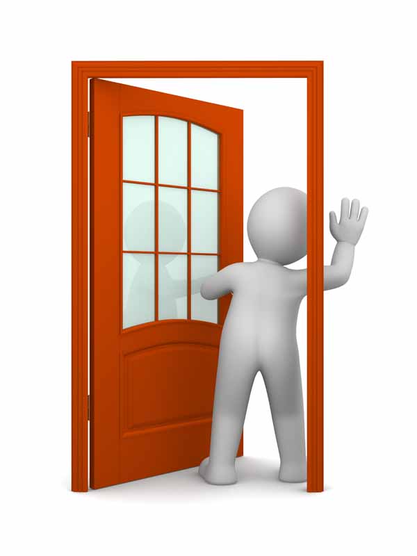 عکس خداحافظی کردن آدمک از پشت در