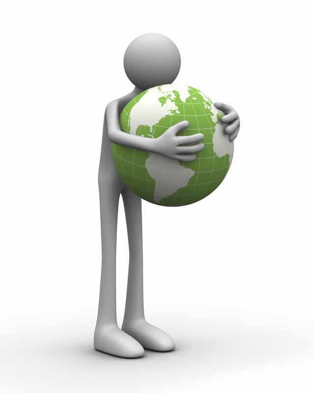 عکس بغل کردن کره زمین توسط آدمک