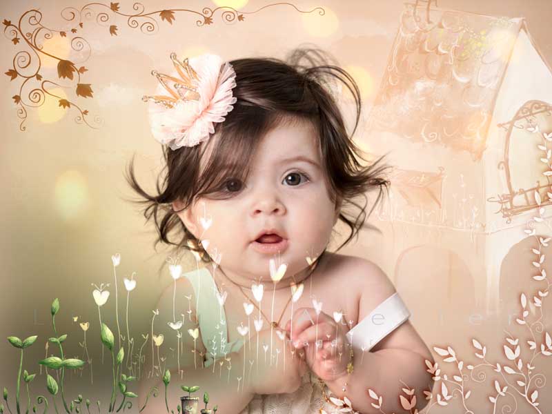 قاب عکس لایه باز کودکانه کلبه و برگ