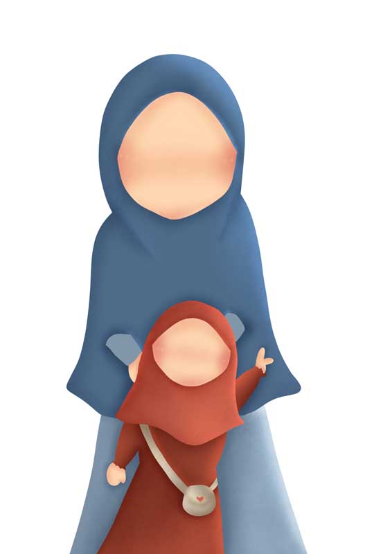 طرح لایه باز کلیپ آرت مادر و دختر با حجاب