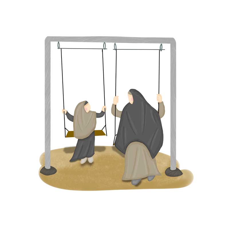 طرح لایه باز کلیپ آرت مادر و دختر روی تاب