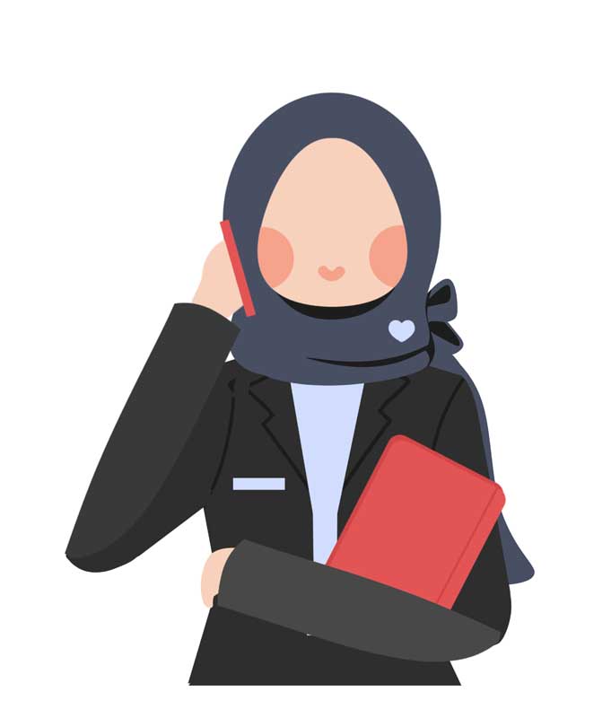 طرح لایه باز کلیپ آرت دختر باحجاب در حال صحبت با تلفن