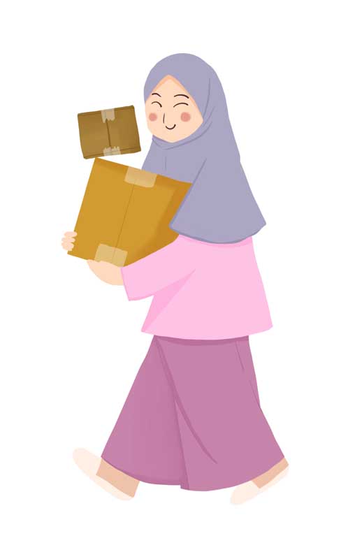 طرح لایه باز کلیپ آرت دختر و جعبه ها