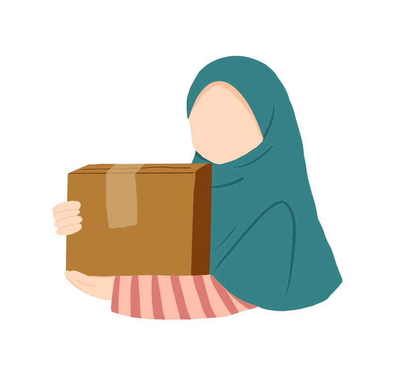 طرح لایه باز کلیپ آرت زن با کارتن در دست