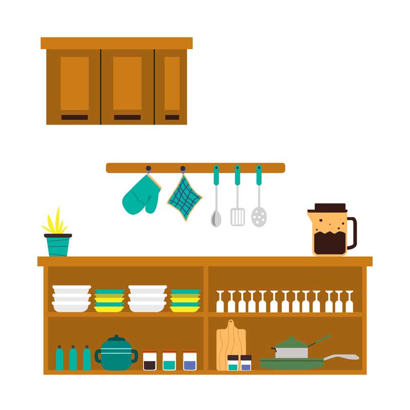 طرح لایه باز کلیپ آرت آشپزخانه قهوه ای