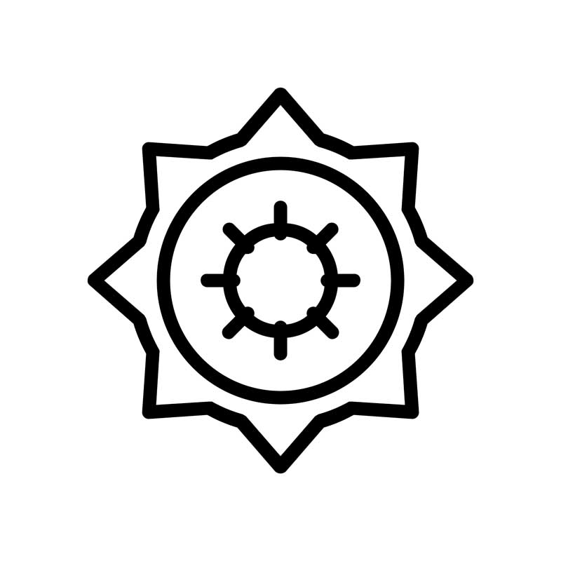 طرح آیکون خورشید مشکی رنگ
