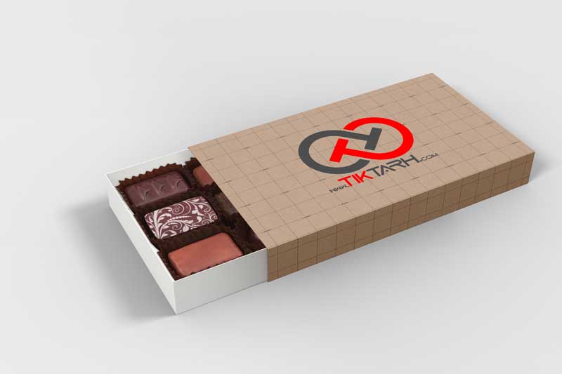 طرح موکاپ جعبه شیرینی کشویی