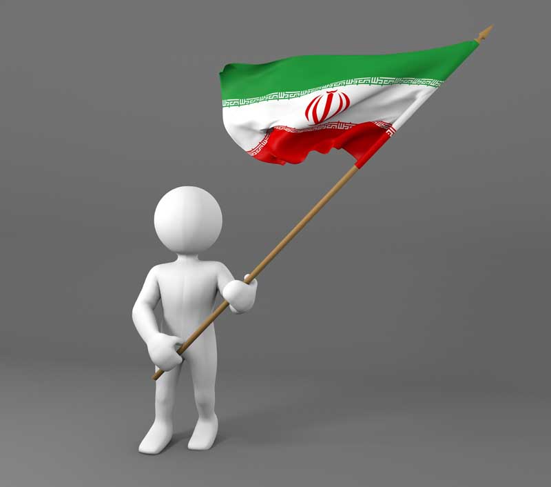 تصویر لارج فرمت آدمک سفید با پرچم ایران