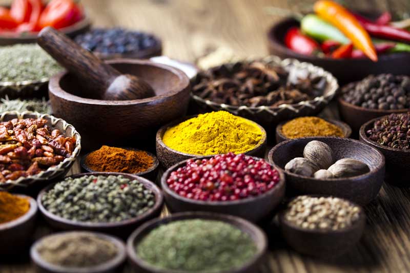 دانلود تصویر گرافیکی ادویه جات داخل کاسه های چوبی