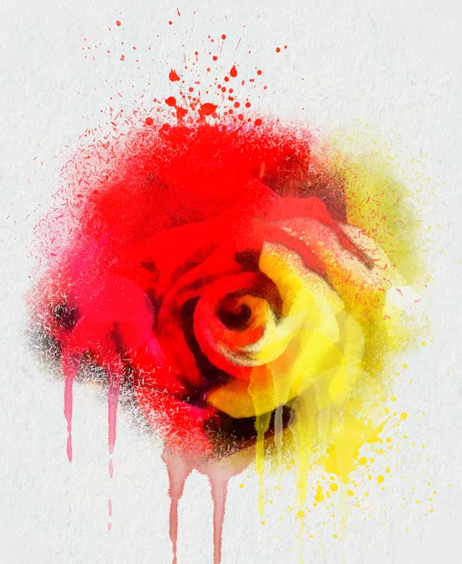 دانلود تصویر نقاشی گل رز زرد و نارنجی