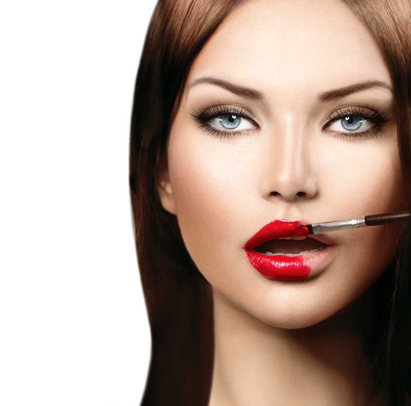 عکس گرافیکی خانم در حال زدن رژ لب