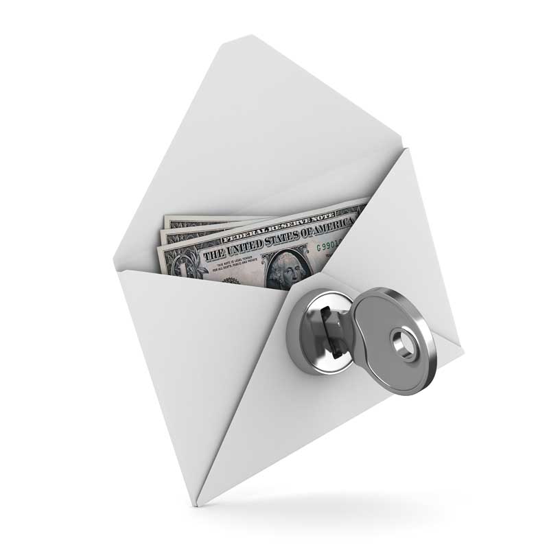 دانلود تصویر با کیفیت پاکت قفل دار با تعدادی اسکناس