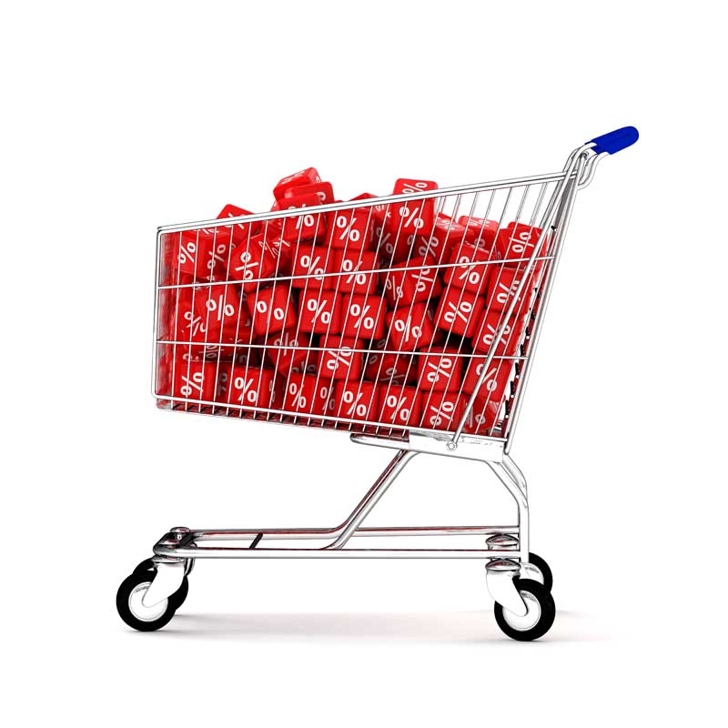 دانلود عکس با کیفیت سبد چرخدار فروشگاهی پر از درصد