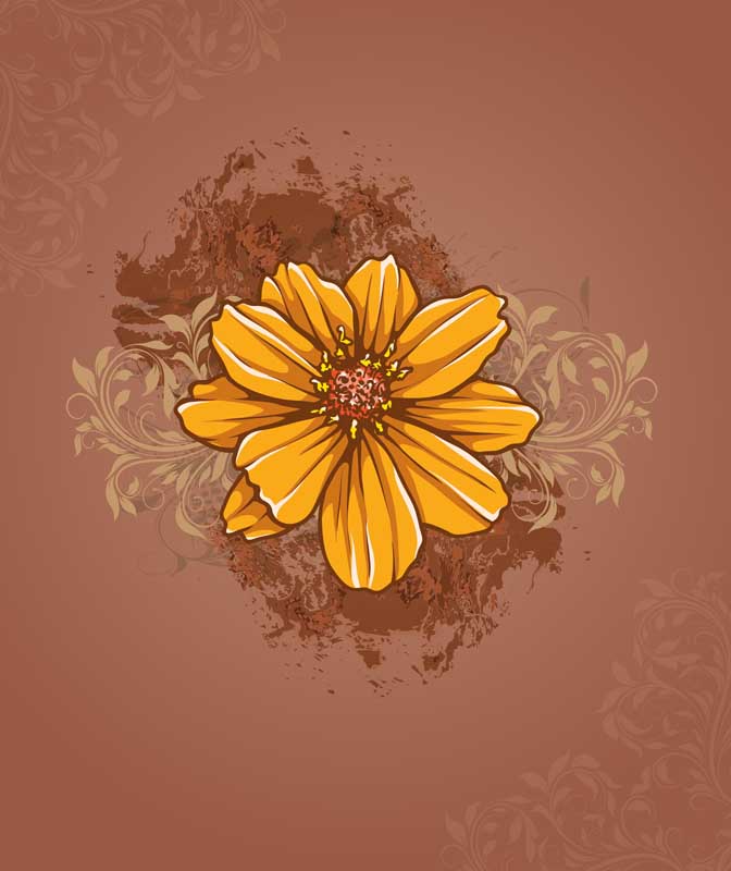 طرح لایه باز پس زمینه با گل زرد