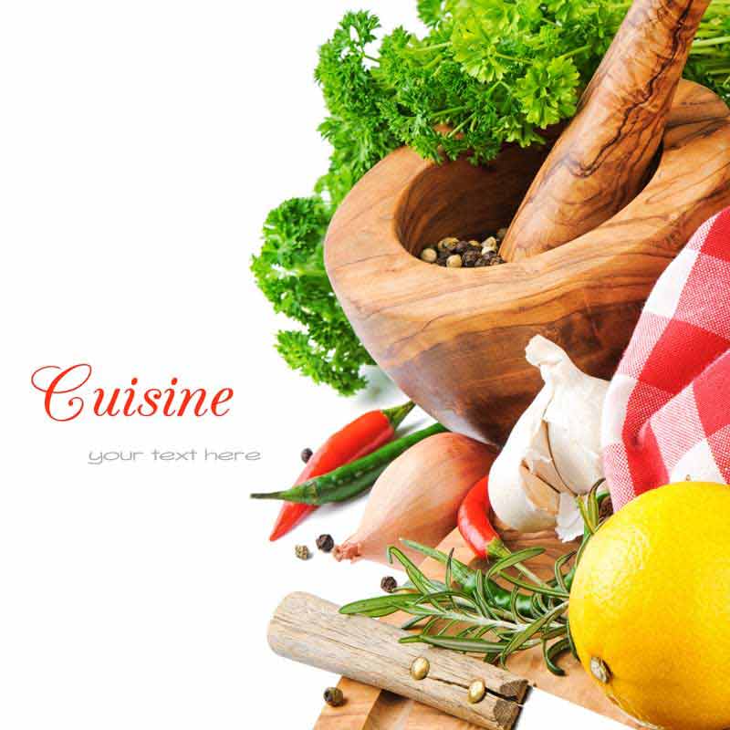 عکس زیبا از هاون چوبی و سبزی