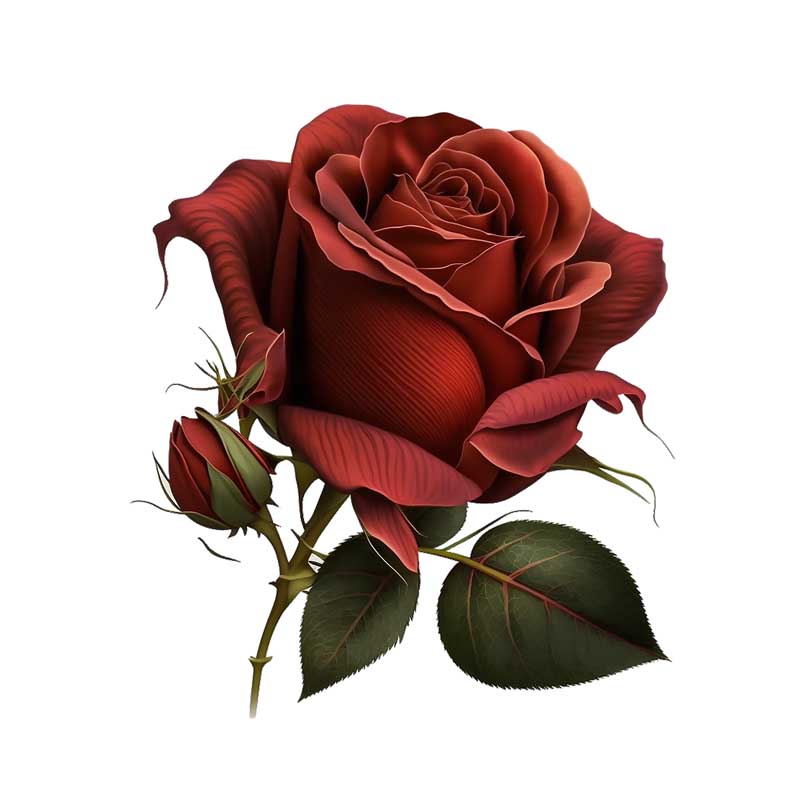 کلیپ آرت لایه باز گل رز با غنچه