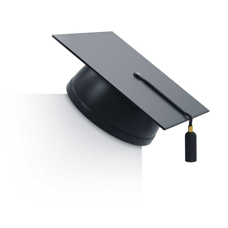 تصویر از کلاه دانشجویی با منگوله مشکی