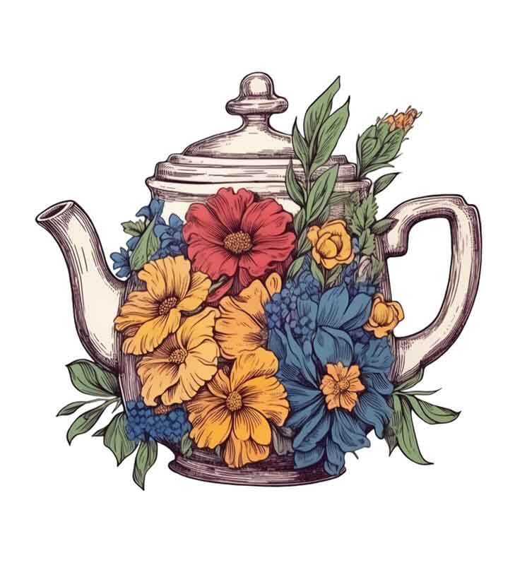 دانلود طرح قوری و گل های رنگی