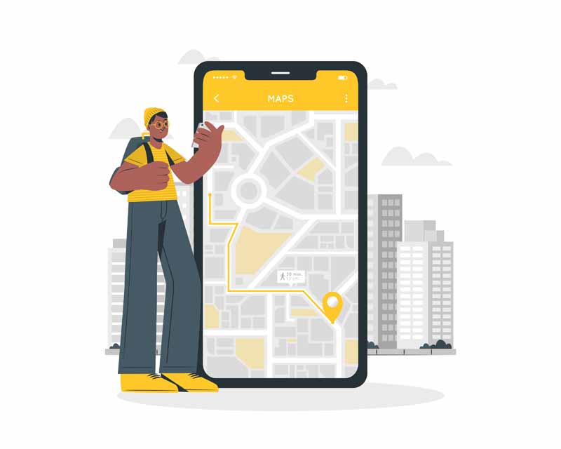 دانلود وکتور مفهومی مکان یابی با موبایل