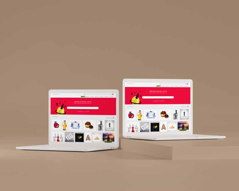 طرح موکاپ دو عدد لپ تاپ سفید