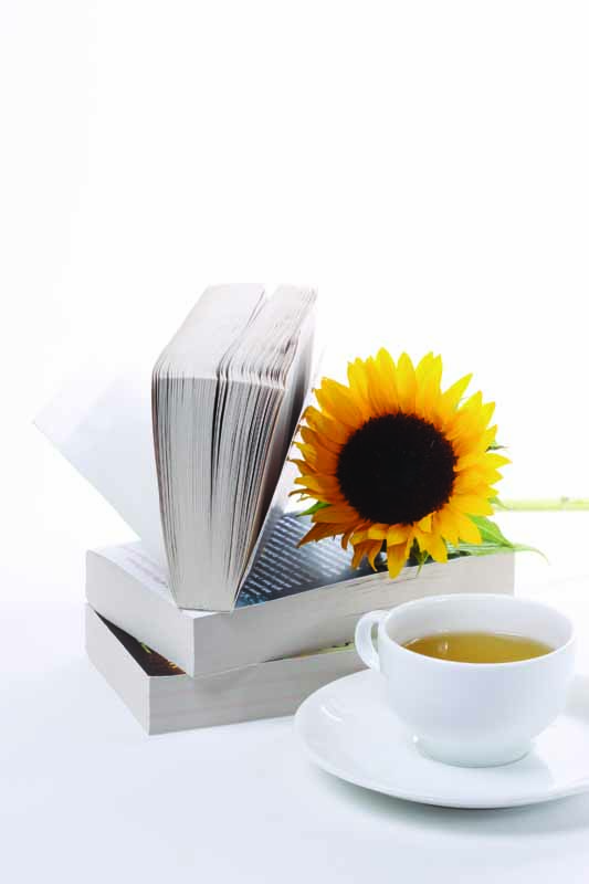 تصویر زیبا از گل روی کتاب ها