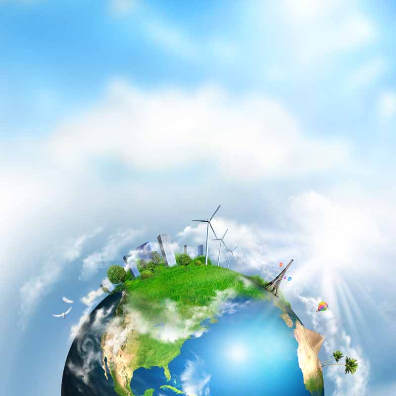 تصویر زیبا از کره زمین و توربین های بادی