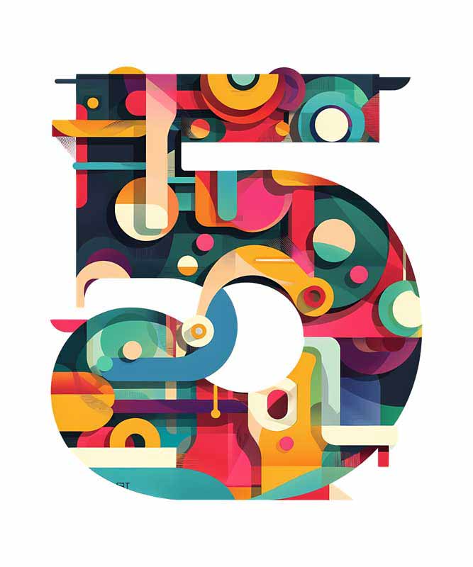 دانلود طرح عدد 5 رنگین