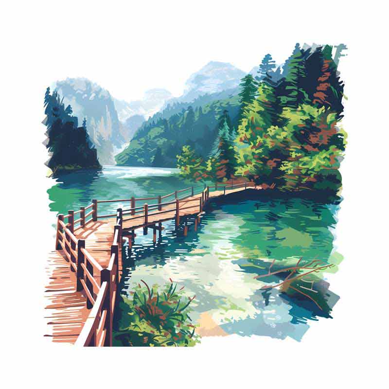 دانلود طرح پل چوبی روی رودخانه
