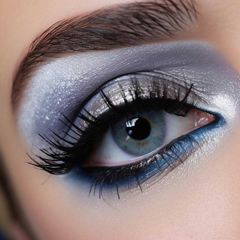 عکس لارج فرمت آرایش نقره ای چشم
