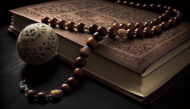 دانلود تصویر تسبیح چوبی و قران